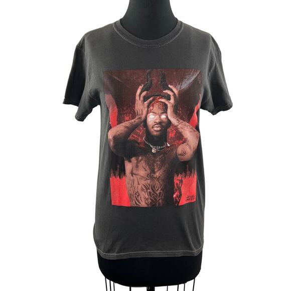 Urban Outfitters Lil Nas X Gray Top Cotton Graphic Print Crew Neck Size S NEW - Picture 1 of 8